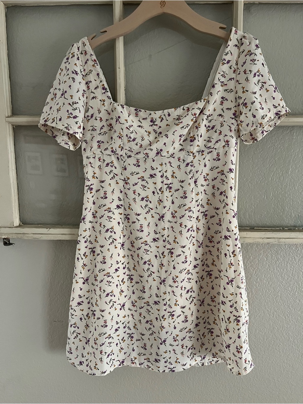 Princess Polly Cream Mini Dress with Purple Floral Print